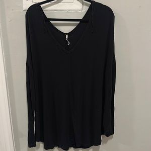Free People Black Moonshine Tunic Top, size L